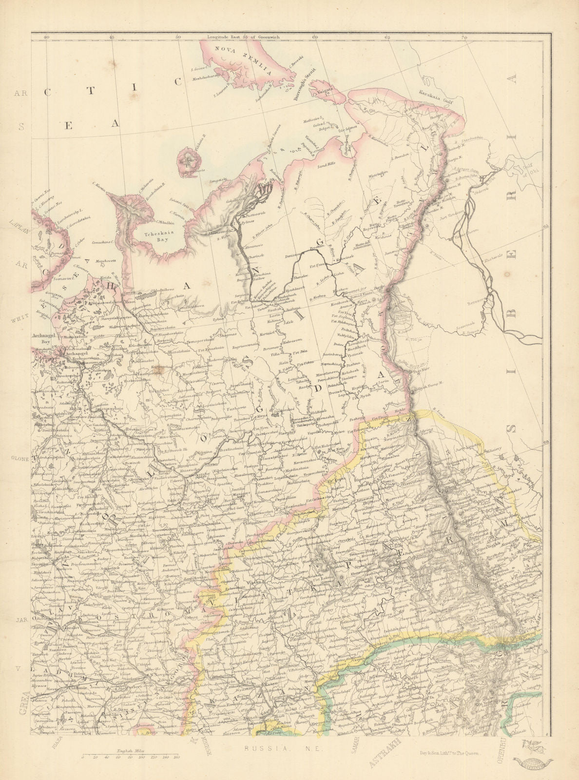 RUSSIA IN EUROPE NE. Perm. Great Russia. JW LOWRY. Dispatch atlas 1863 old map